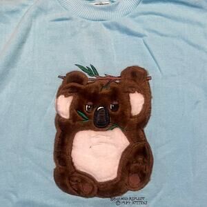 Vintage 1987 Paws and Reflect 2x Baby Blue Koala Bear Oversized Nightgown Pocket